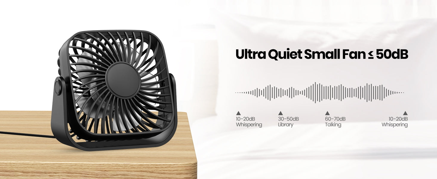 Warmco K52 USB desk fan — full view compact 4.7-inch
