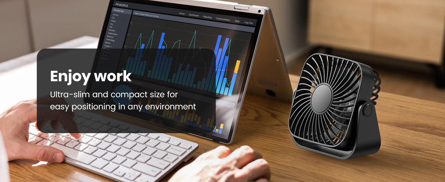 Warmco K52 USB desk fan — 3 speeds 3.9 4.9 5.9 m/s