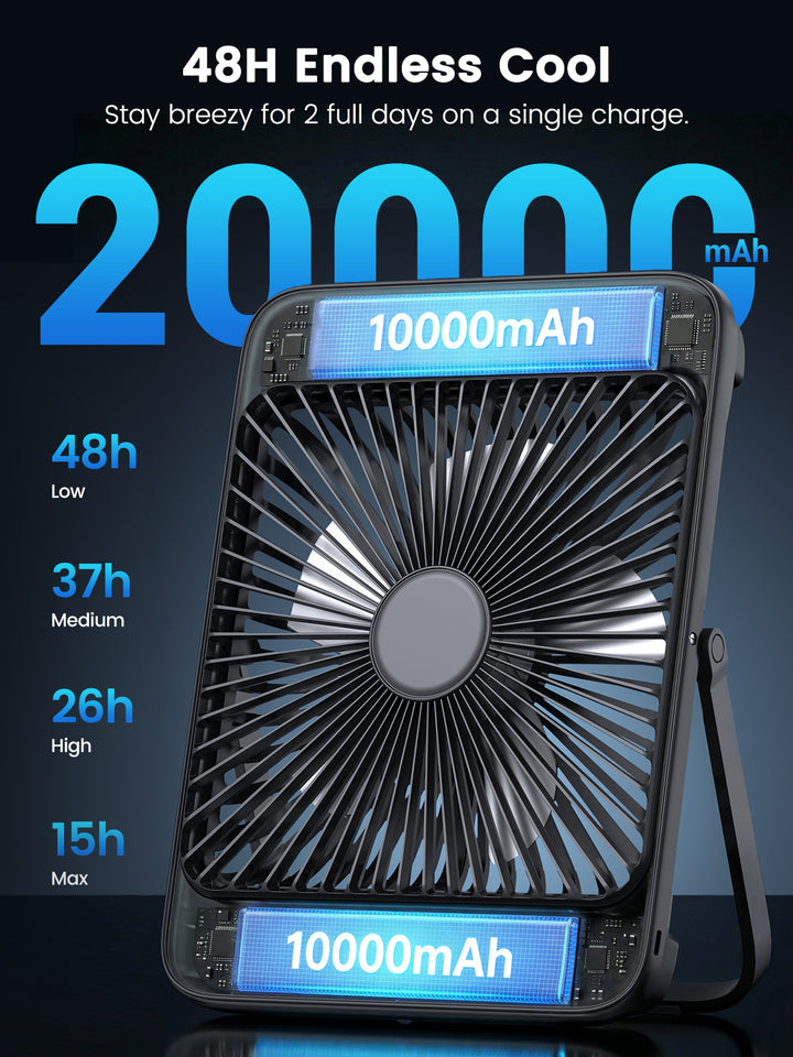 Warmco D4 Ventilateur de bureau portable rechargeable 20 Warmco D4 Ventilateur de bureau portable rechargeable 20