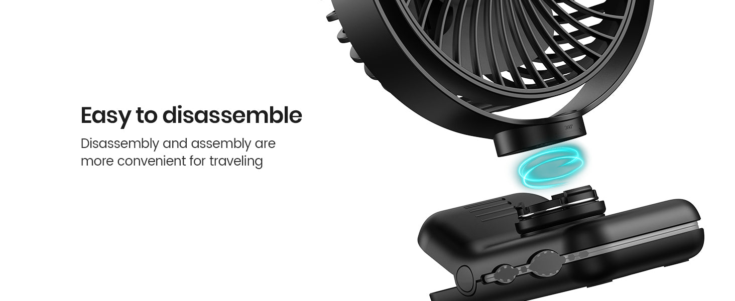Warmco K60B desk clip fan — 30kg grip force 0.5-5cm thickness
