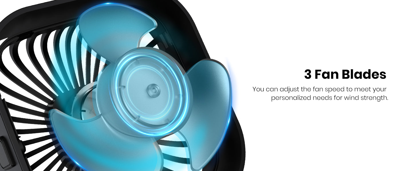 Warmco K51 USB desk fan — 360° manual tilt directional airflow