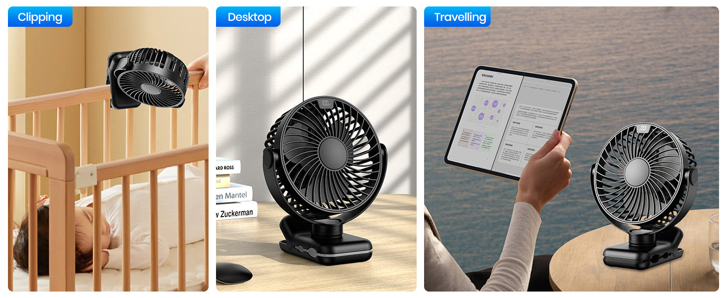 Warmco K60B desk clip fan — food-grade ABS TPU CPSIA ASTM certified