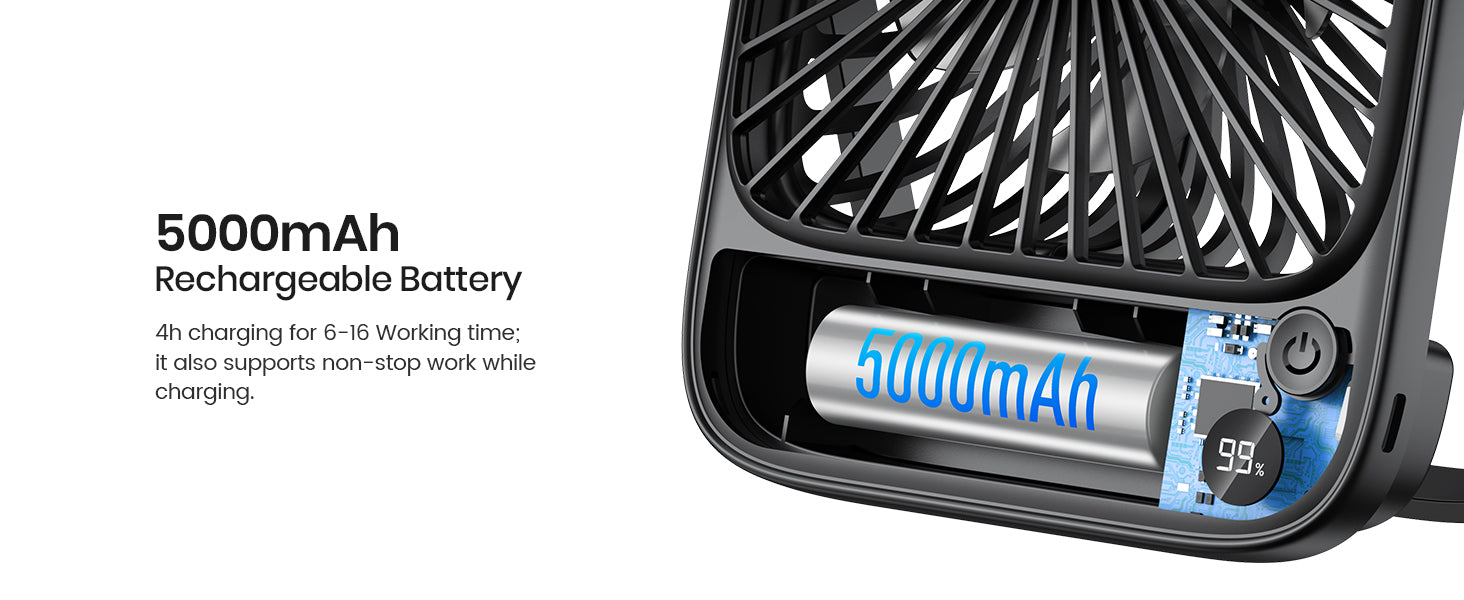 Warmco D2 portable desk fan — ultra-slim profile on a desk
