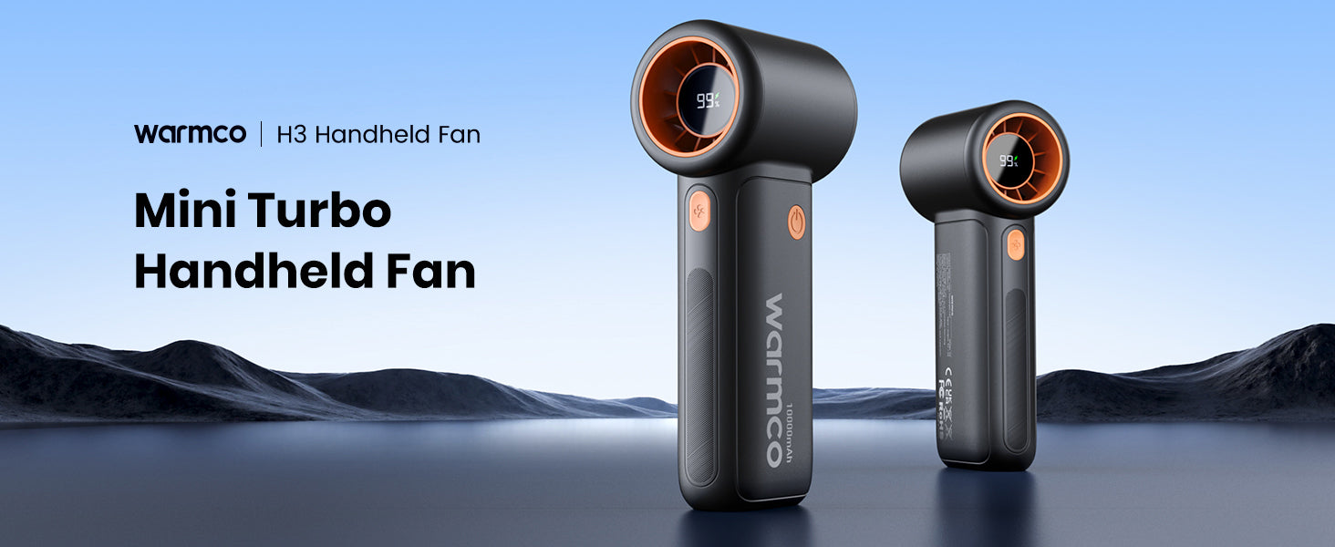 Warmco H3 handheld fan — full view compact turbo design