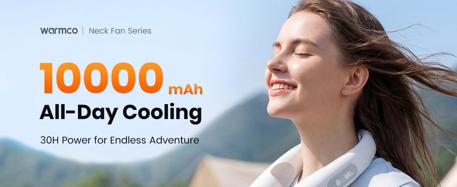 Warmco N1 neck fan — full view 360° surround airflow