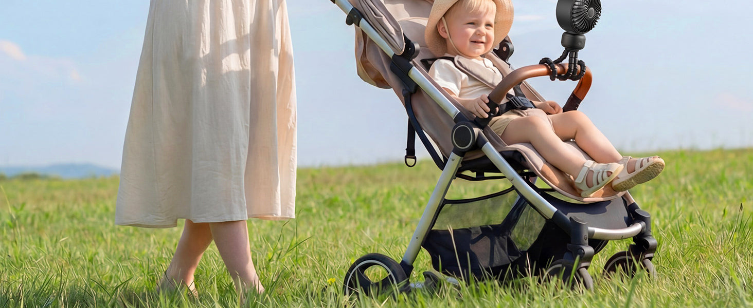Warmco DB1 stroller fan — 8m/s strong airflow brushless motor
