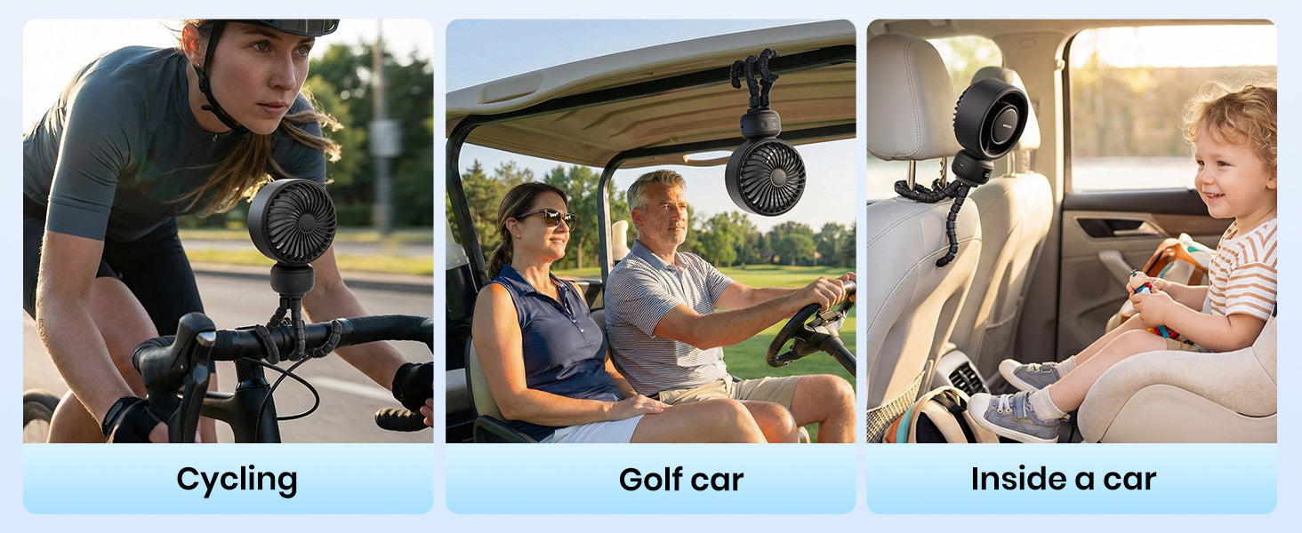 Warmco DB1 stroller fan — flexible tripod multi-use mount