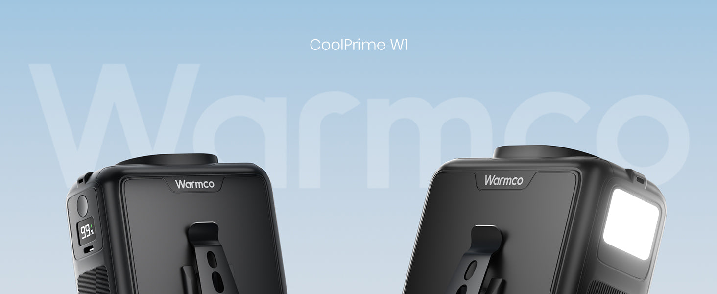 Warmco W1 waist fan — full view 4-way wear design