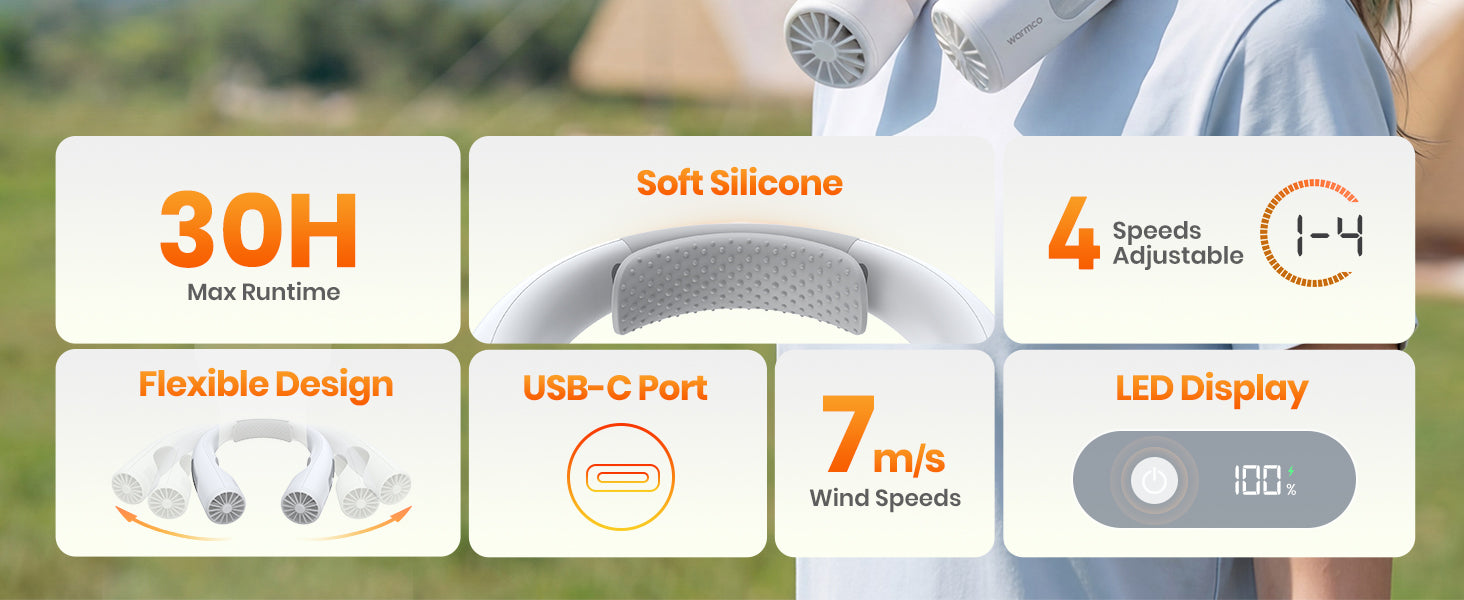 Warmco N1 neck fan — AI smart chip dual turbine motors