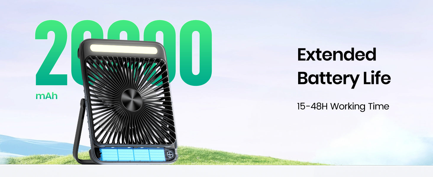 Warmco D4 Pro camping fan — 22.5W bi-directional fast charging