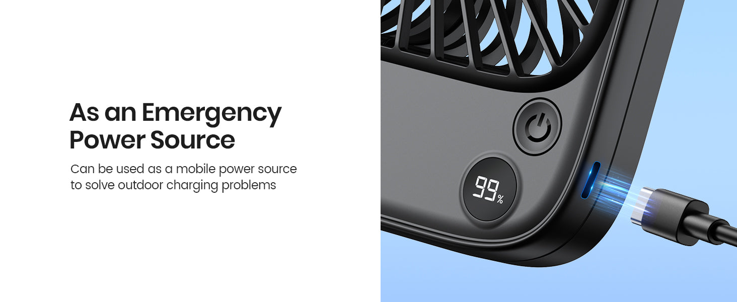 Warmco D2 portable desk fan — foldable 180° adjustable stand