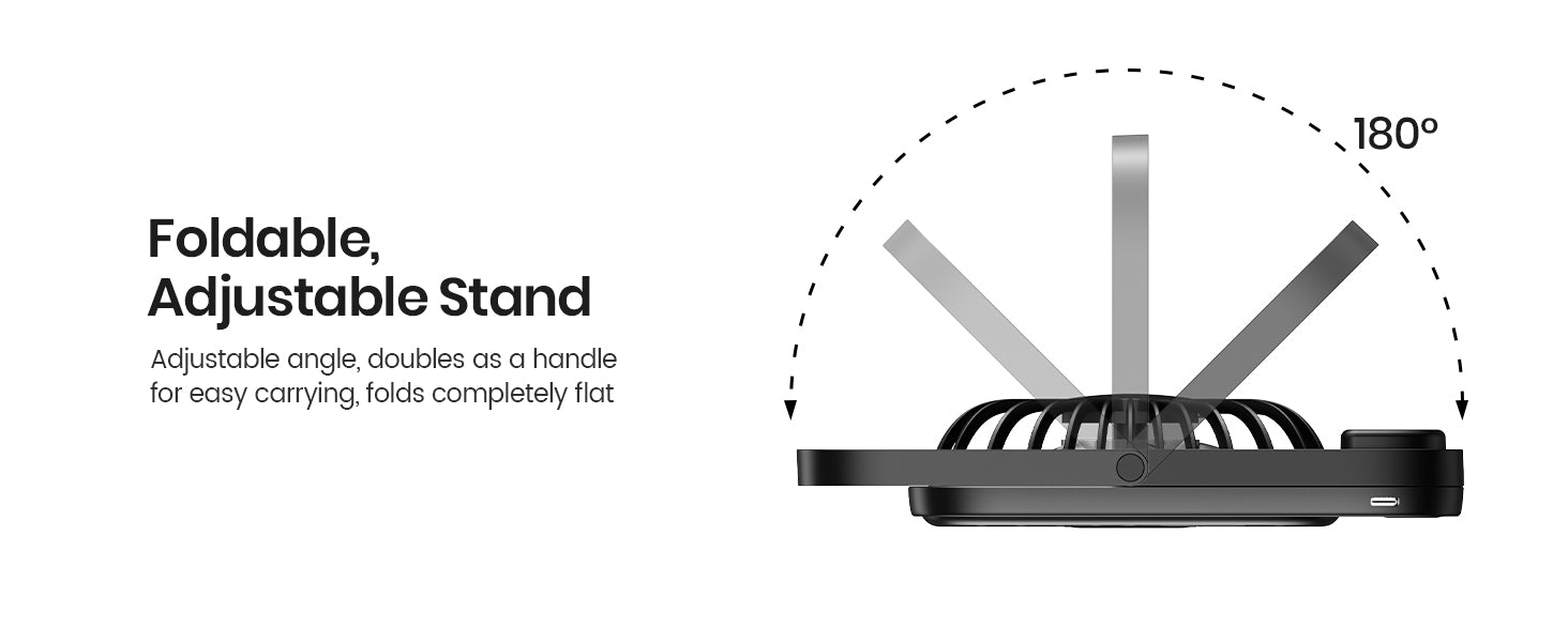 Warmco D2 portable desk fan — USB-C charging and 5000mAh battery