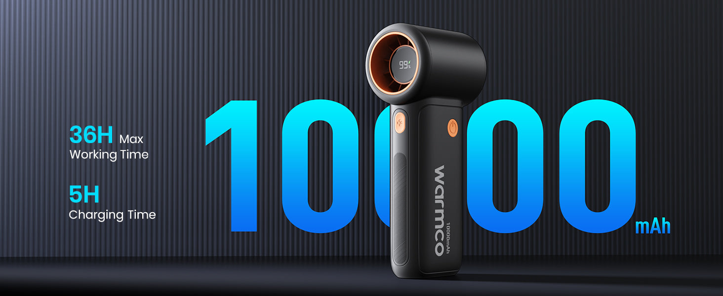 Warmco H3 handheld fan — 10000mAh battery all-day cooling