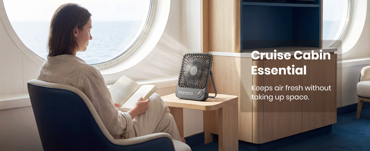 Warmco D3 desk fan — 10000mAh battery and USB-C charging