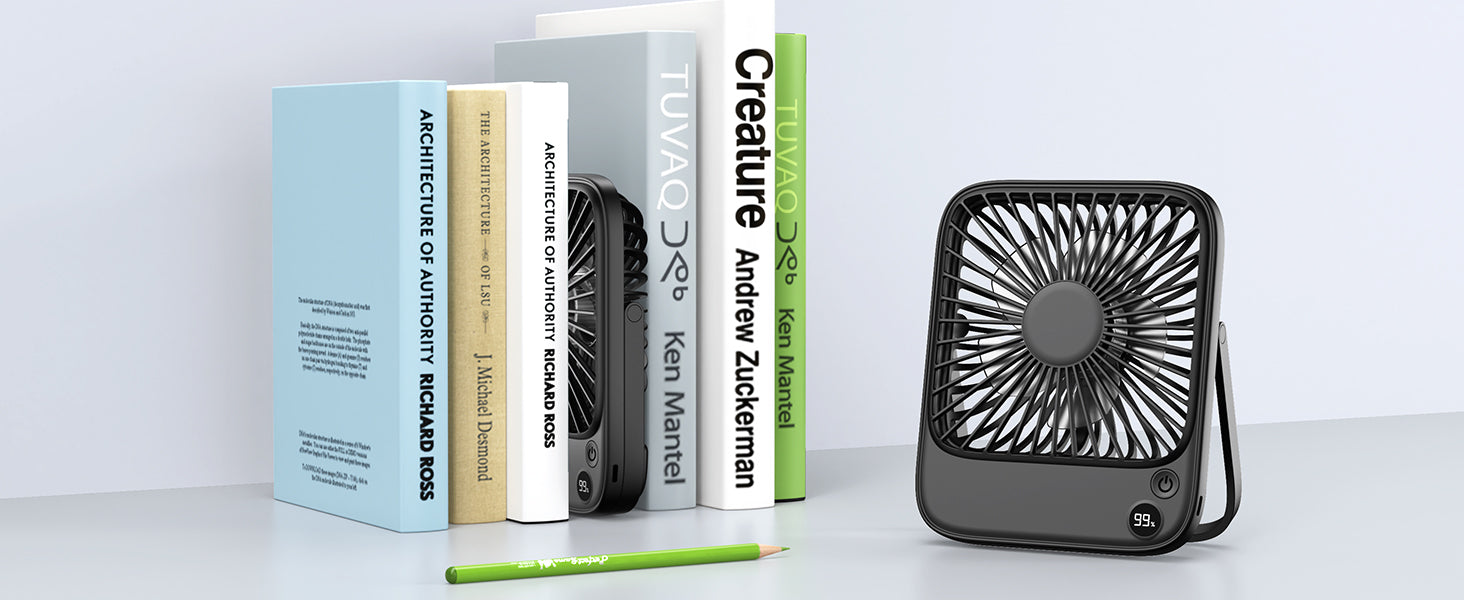 Warmco D2 portable desk fan — child-safe grille detail