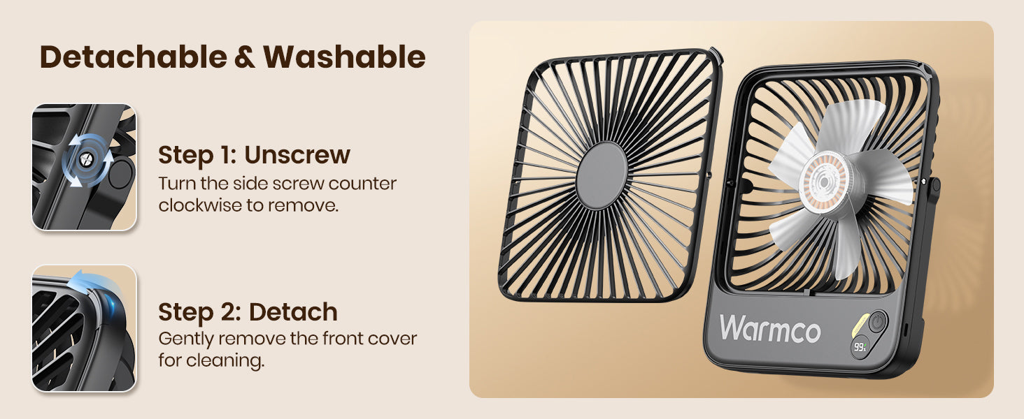 Warmco D3 desk fan — foldable lightweight portable design