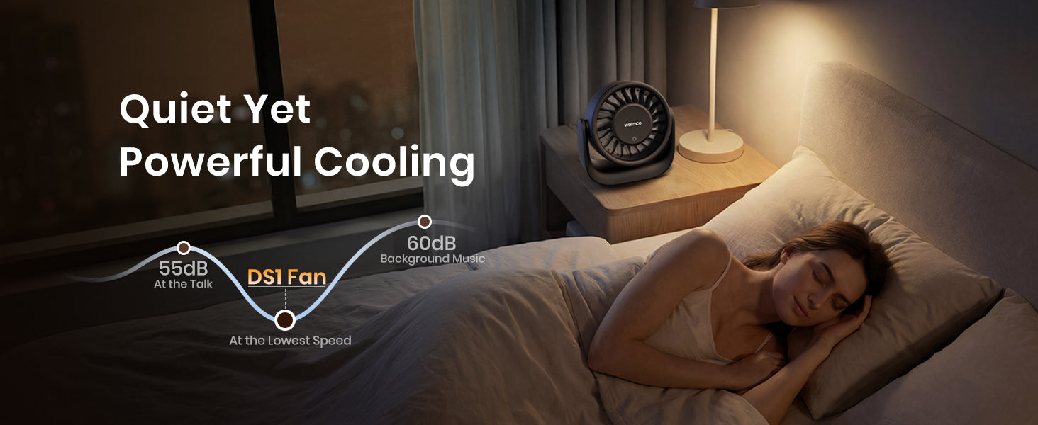 Warmco DS1 USB desk fan — touch control 3 speeds