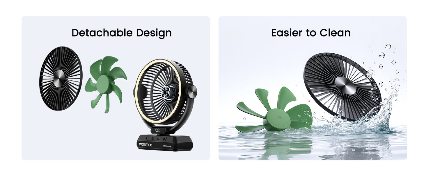 Warmco DH3 camping fan — 350-lumen LED 3 brightness levels