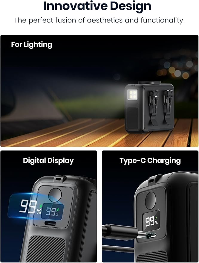 Warmco-LED Light-Digital Power Display-ype-C Fast Charge-Ultra-Light Waist Fans-w2