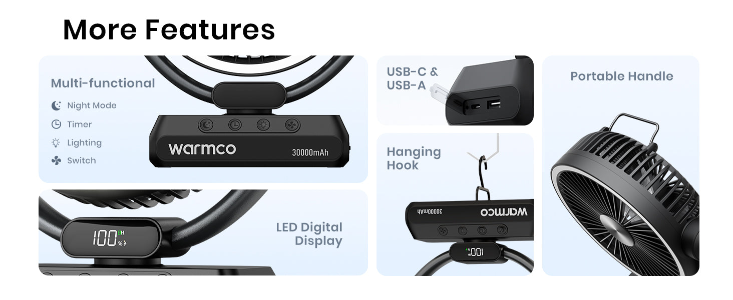 Warmco Qutdoor Camping Fan  DH3 (30000mAh) - Warmco Official Store