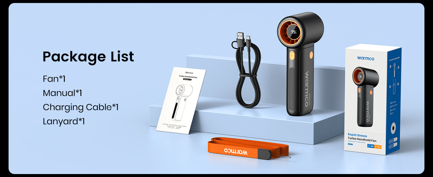 Warmco H3 handheld fan — specs dimensions and weight