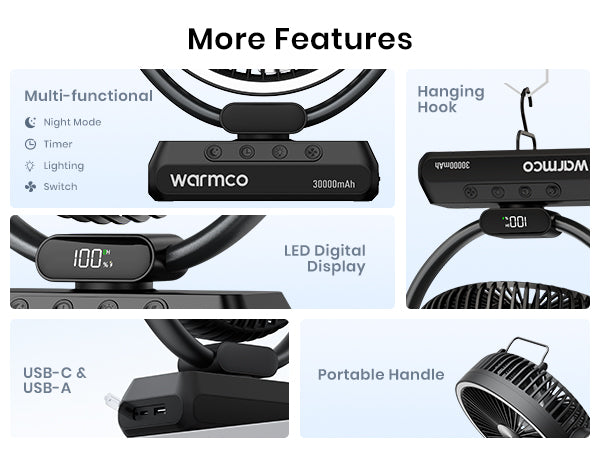 Warmco Qutdoor Camping Fan  DH3 (30000mAh) - Warmco Official Store