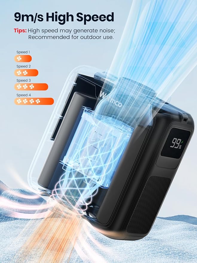 Warmco portable Wearable Fans-4-Speed Wind-w1